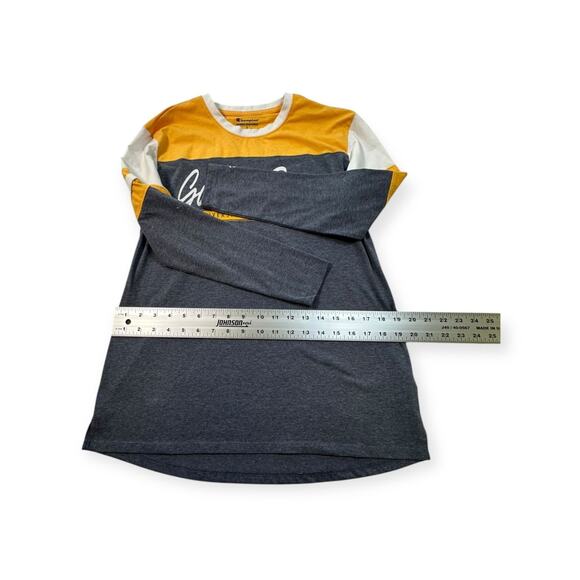 Champion Yellow/Grey Crew Neck Long Sleeve‎ 63% Polyester, 5% Spandex T-Shirt S - Picture 5 of 8